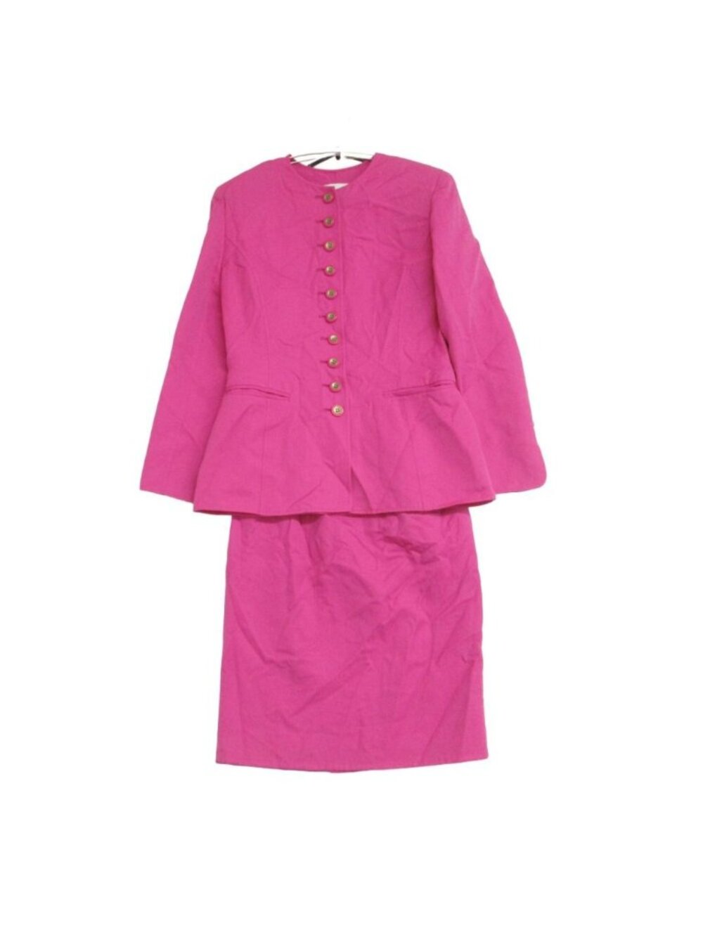 Dior Suit Set Collarless Jacket Pencil Skirt with Shoulder Pads Pink
